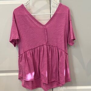 American Eagle Outfitters Magenta Short Sleeve Top